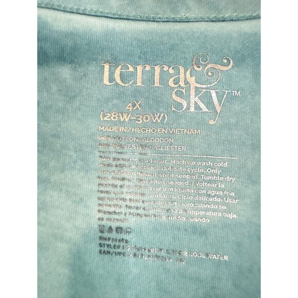 Plus Size Comfort Tee 4X Terra Sky Women Teal Top Short Sleeve Casual Loose Fit - Picture 3 of 5